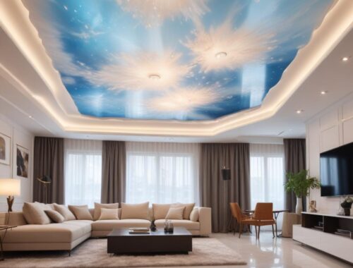 Глянцевые натяжные потолки с установкой: характеристики, монтаж и уход