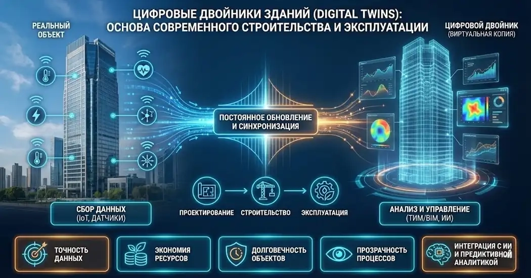 Цифровые двойники зданий (Digital Twins): что это, преимущества и примеры использования